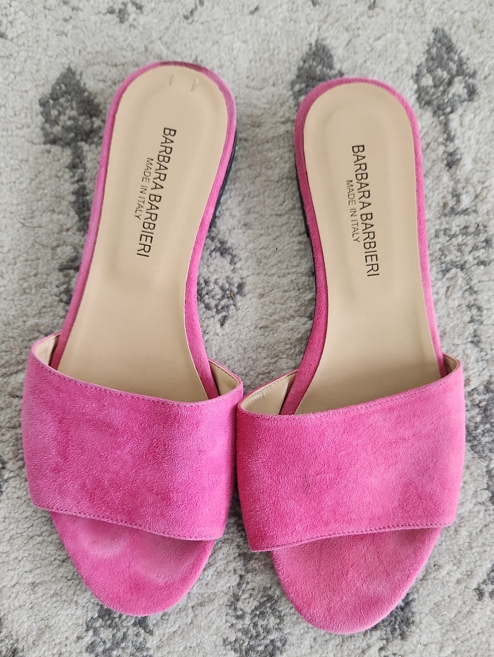 Pink Suede Slide Sandals